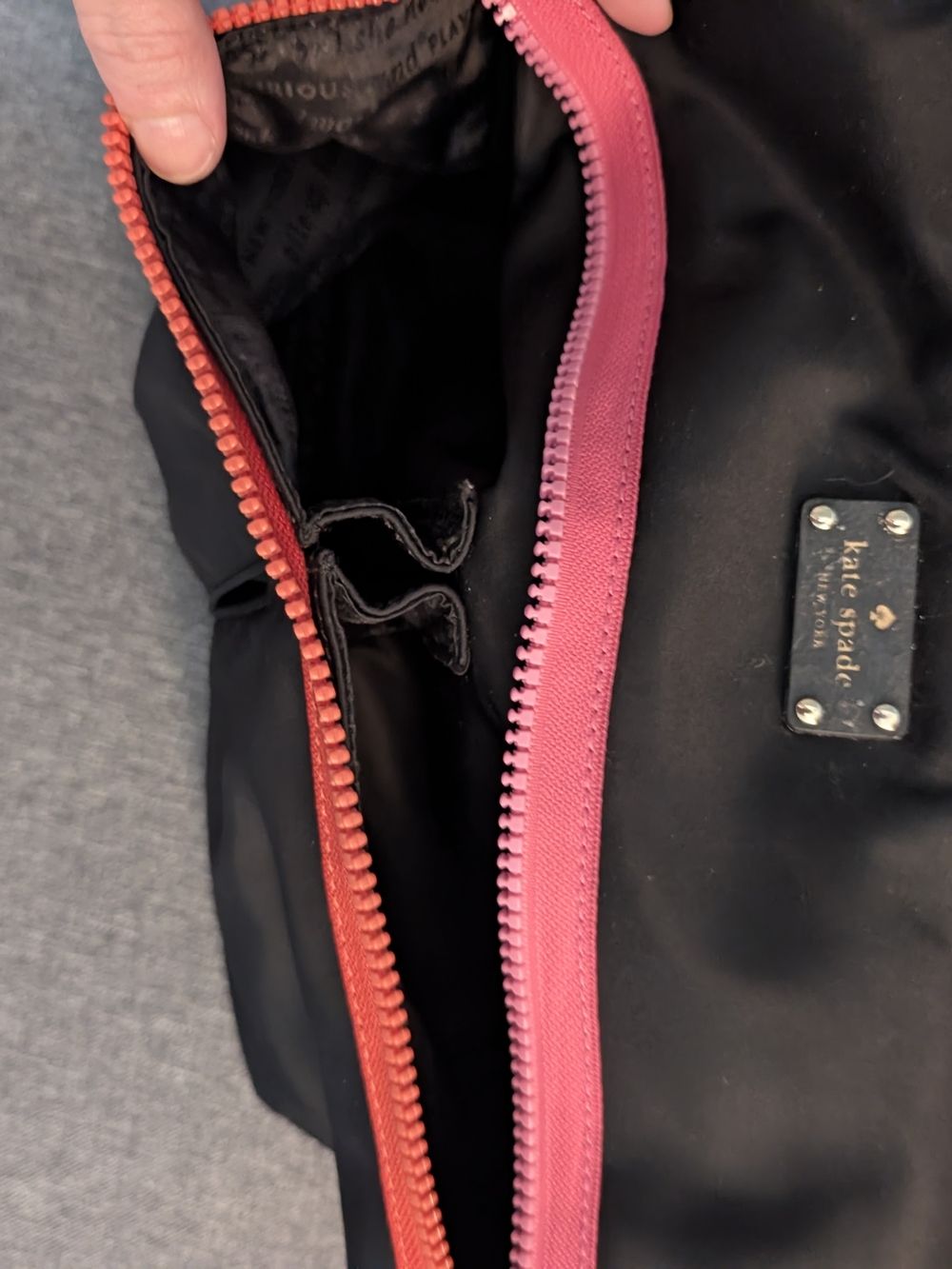 kate spade Black Tote with Pink and Red Zip Accent - Picture 9 of 12